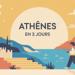 illustration stylisée visiter athènes en 3 jours temples panoramas