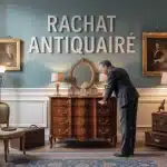 antiquaire rachat examine commode et objets anciens