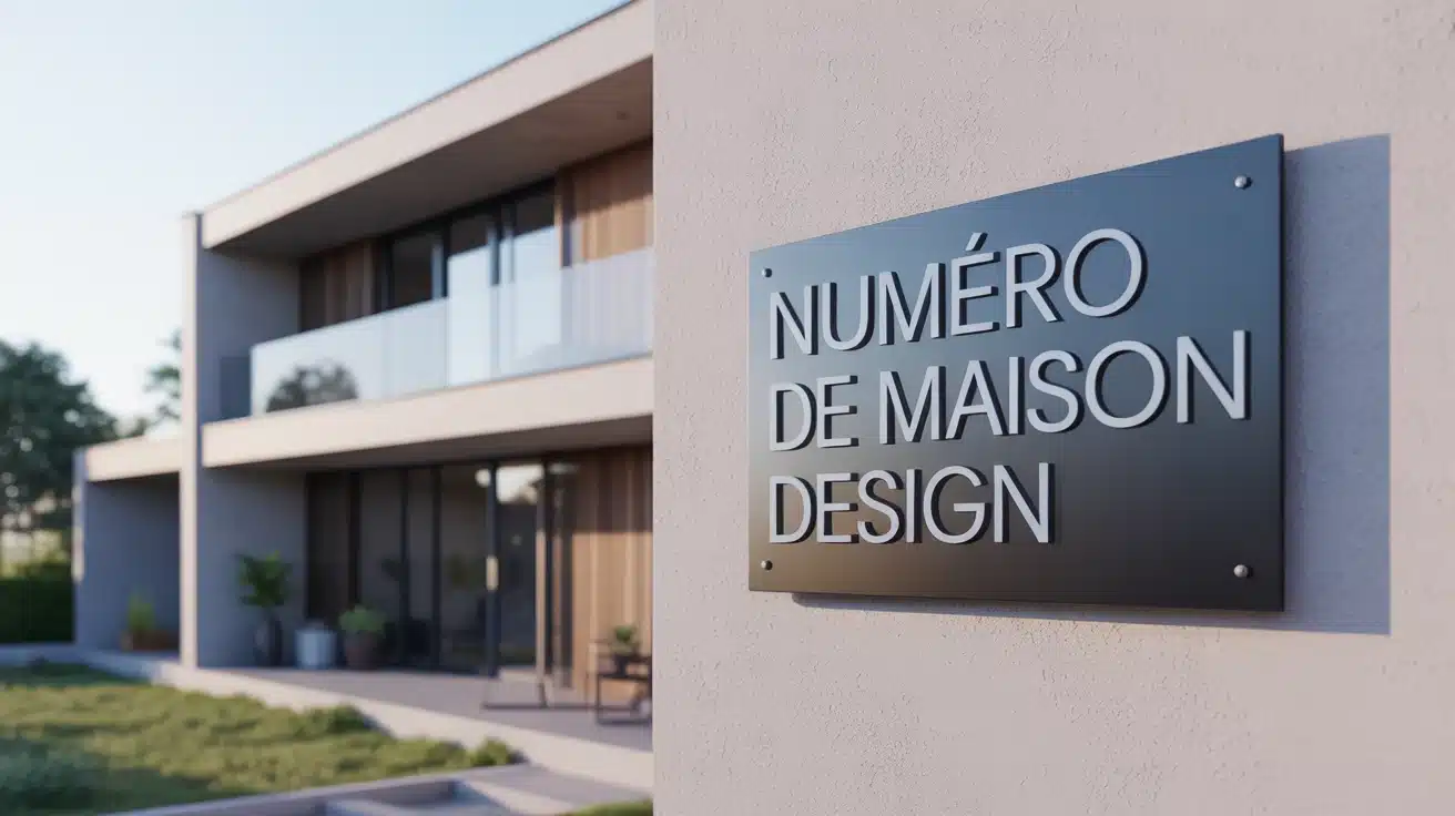 numero de maison design aluminium sur mur moderne