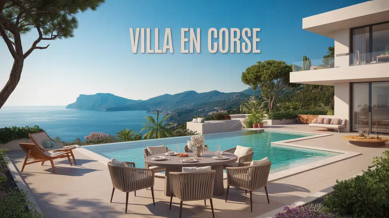 Villas à louer en Corse, piscine à débordement et vue mer