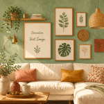 decoration murale vert sauge dans un salon lumineux