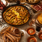 plats espagnols variés sur table rustique