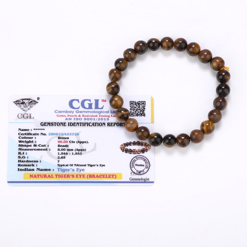 Tiger Eye Bracelet with Lab Certificate
