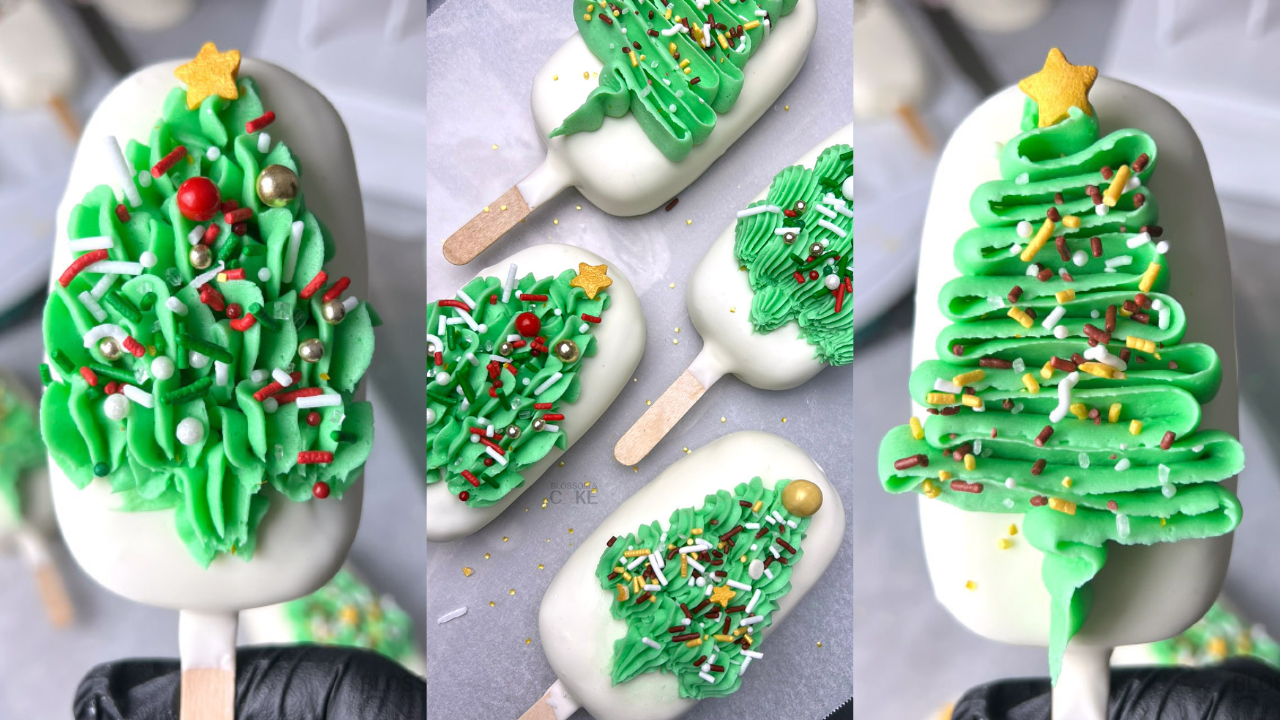 How to Pipe Buttercream Christmas Tree Cakesicles