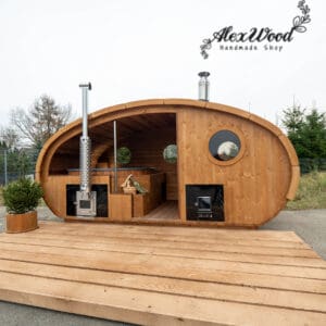 Ansamblu sauna ciubar fibra de sticla cu hidromasaj