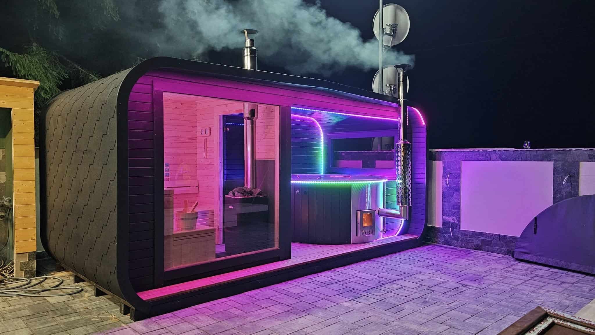 Ansamblu Colosseum Sauna+ Ciubar cu Iluminare LED Modernă - Alex Wood