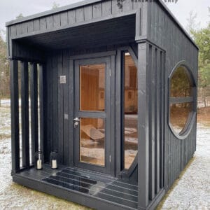 Sauna lemn cu iluminat exterior