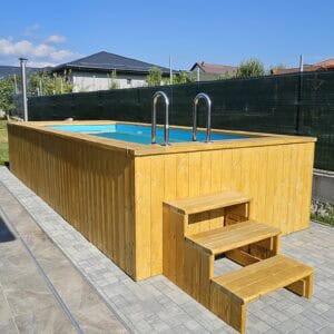 Piscina supraterana cu incalzire lemn si electric