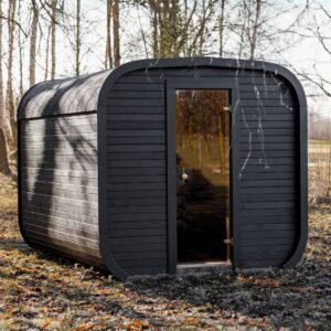 Sauna in forma de cub din lemn molid cu pre-sauna inclusa
