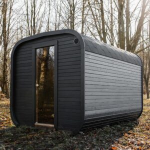 Sauna in forma de cub termotratata