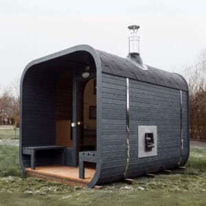 Sauna in forma de cub din lemn molid cu soba pe lemne