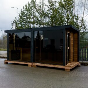 Sauna premium cu vestiar si sticla securizata fumurie