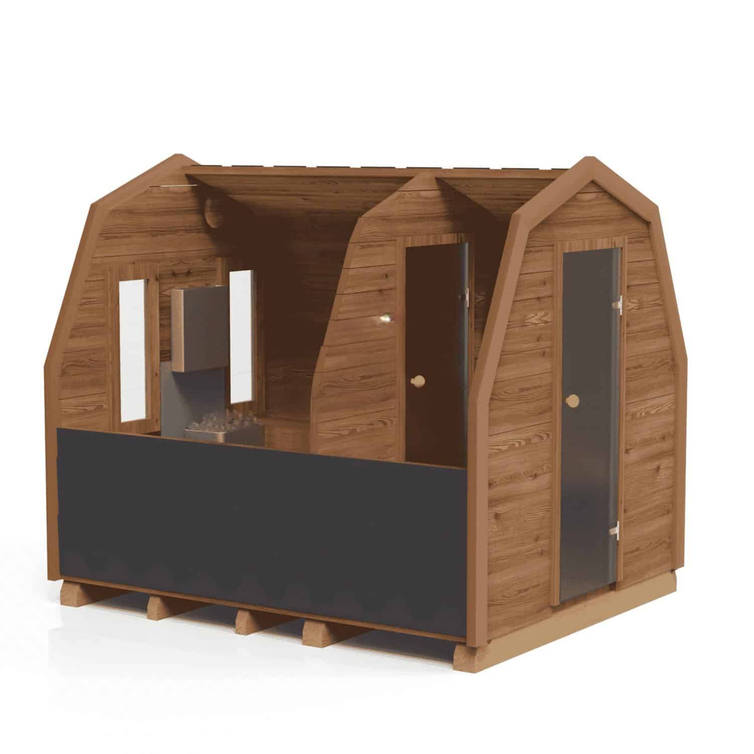 Sauna in forma de iglu din lemn
