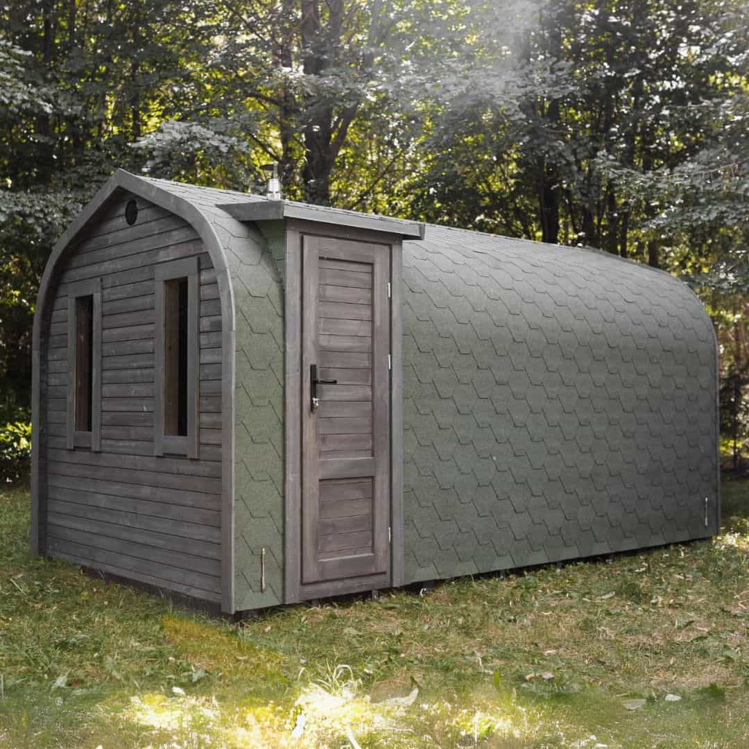 Sauna IGLU 4.5m din lemn molid cu pre-sauna incorporata