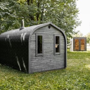 Sauna rotunjita IGLU din lemn tratat
