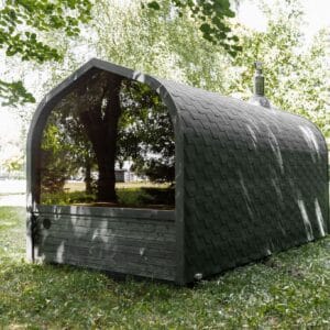 Sauna de gradina 4.5m cu spatiu pre-sauna si ferestre mari