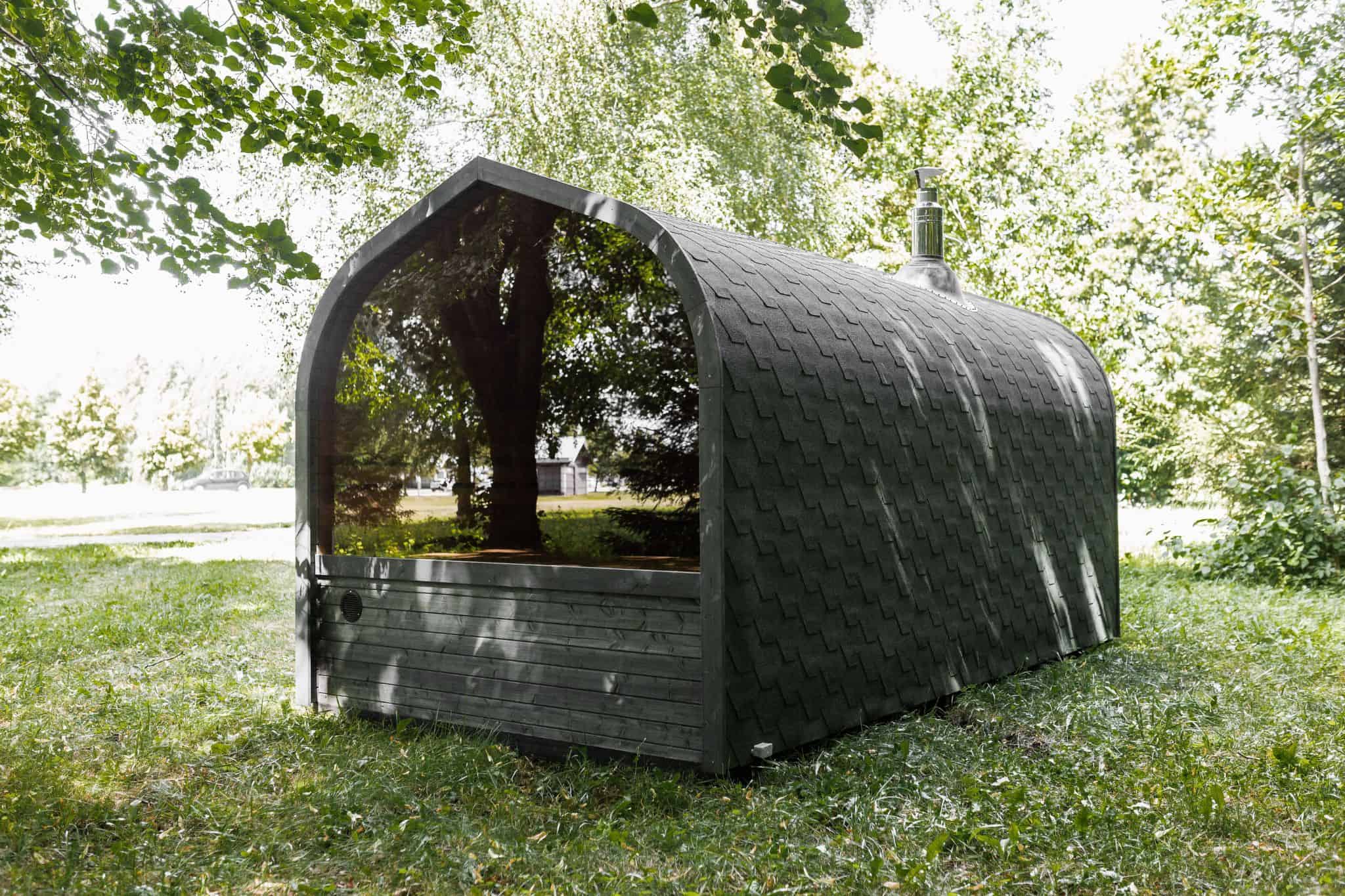 Sauna de gradina 4.5m cu spatiu pre-sauna si ferestre mari