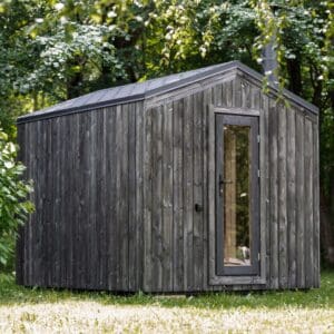 Sauna din lemn de molid cu finisaj lambriu exterior