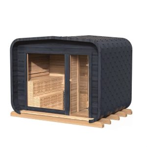 Sauna de lux cu pre-sauna 245x395 cm din lemn de molid, acoperis din sindrila bituminoasa
