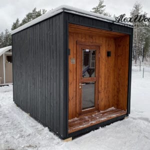 Sauna sculptata lemn arin negru