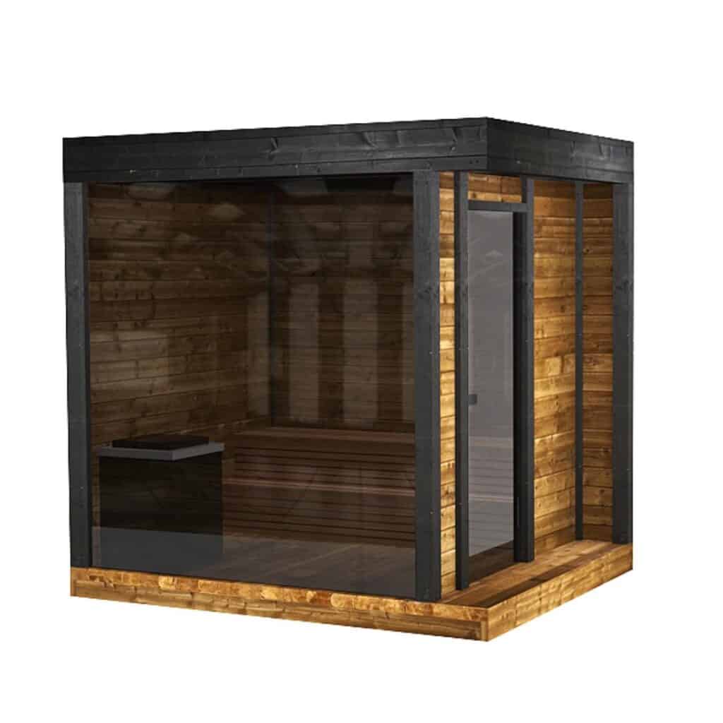Sauna panoramica din lemn thermowood