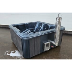 Cada acril neagra cu soba inox integrata