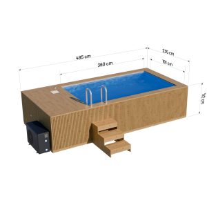 Piscină supraterană cu hidromasaj 485x235, cu trepte și sistem de încălzire.