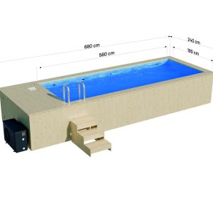 Piscina rectangulara 480×240 cu pompa de caldura