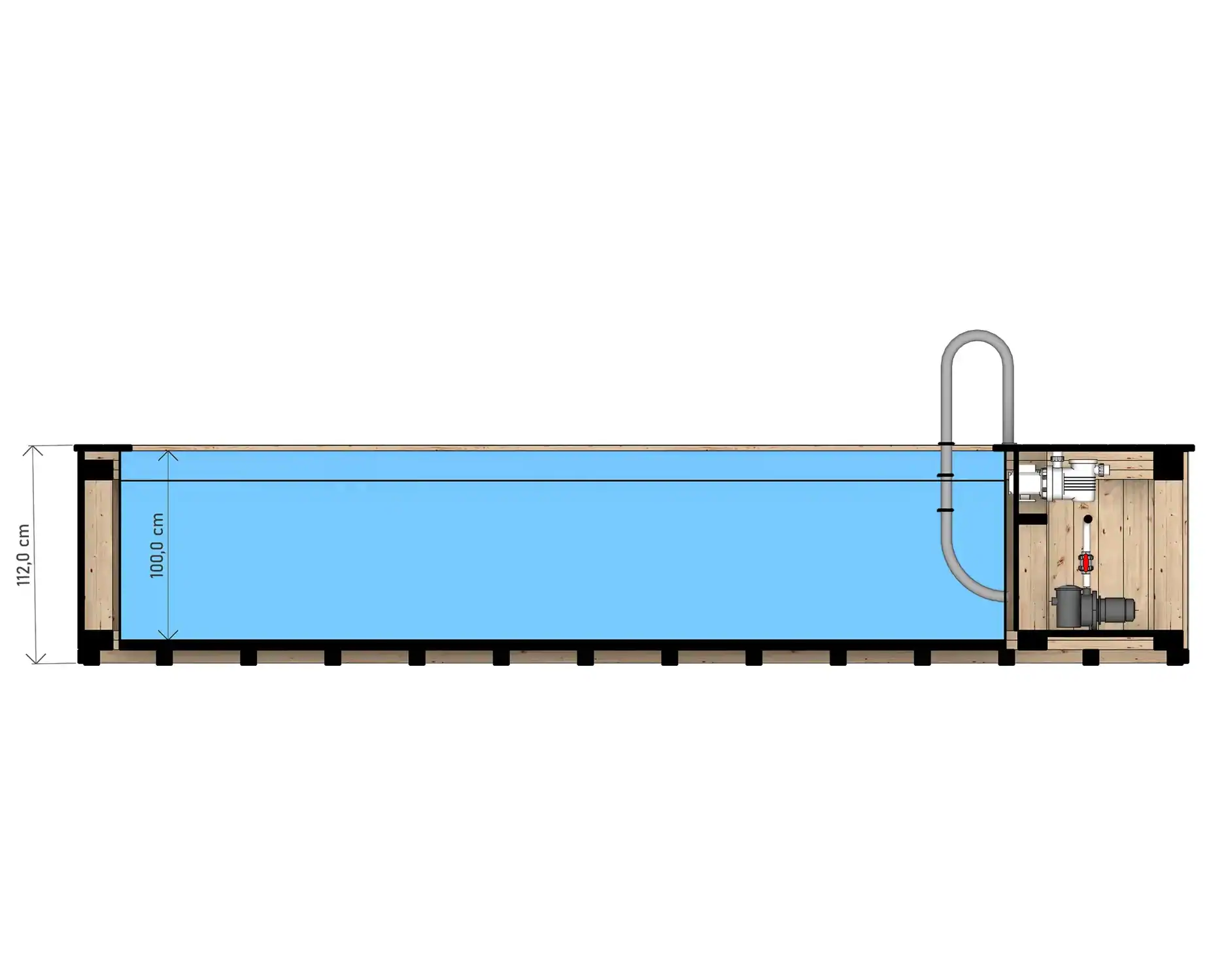 piscina lemn masiv cu scari si filtru nisip