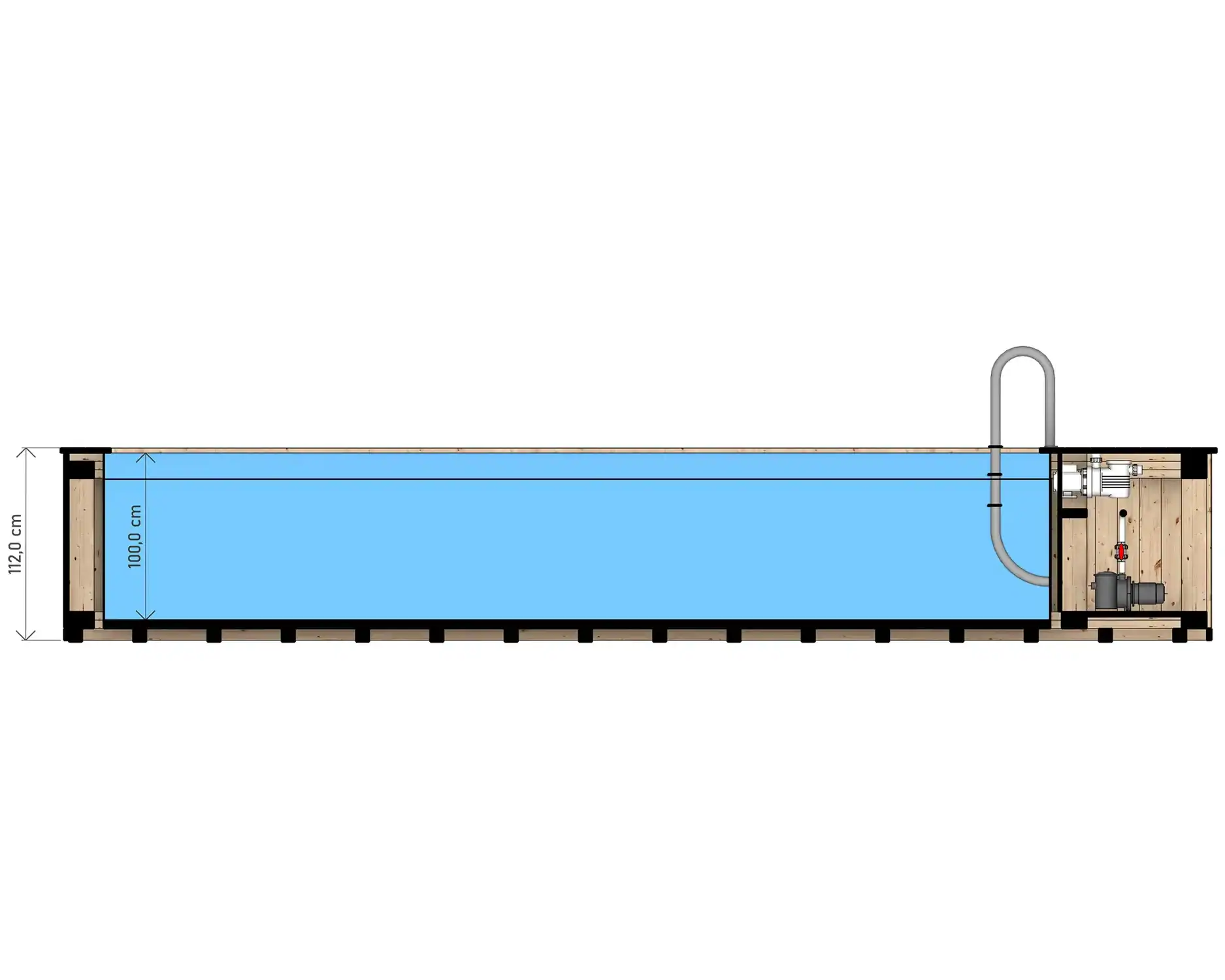 piscina lemn masiv cu scari si filtru nisip