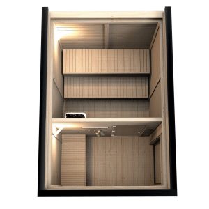 Sauna Modulara Casa cu usa din sticla fumurie si detalii elegante