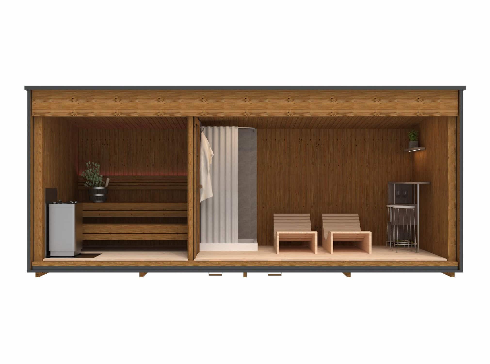 Sauna Moderna de Lux premium cu structura cubica si proportii moderne