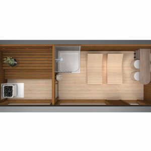 Sauna Moderna de Lux premium cu banci interioare si spatare din lemn