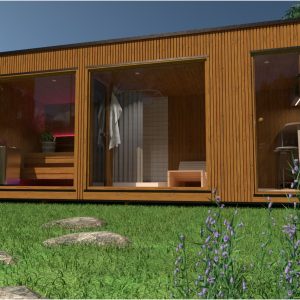Sauna Moderna de Lux 2.3x5.9 m cu cadru structural din pin
