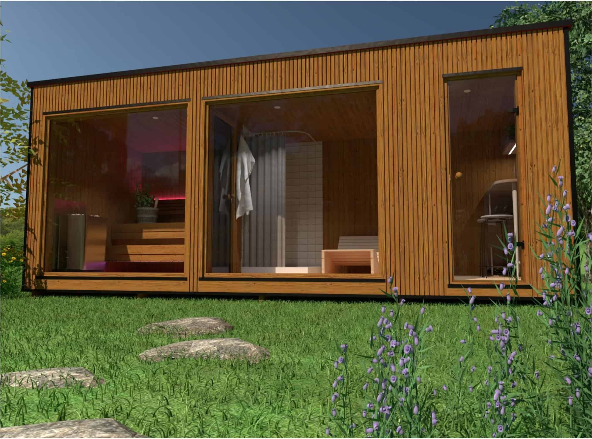 Sauna Moderna de Lux 2.3x5.9 m cu cadru structural din pin