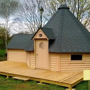 Cabana gratar 25 mp cu extensie 2.5 m din lemn de pin