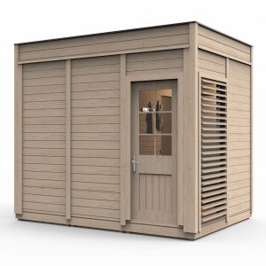 Sauna Modulara Casa 3x2 m cu fereastra tip vitrina si jaluzea din lemn