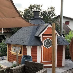 Cabana lemn cu cos extensibil si 3 ferestre termopan