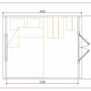 Plan schita casuta de camping 2.4x3.0 m din lemn de pin