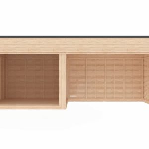 DIY Cub rustic cu pereți simpli din lemn și terasă spațioasă acoperită