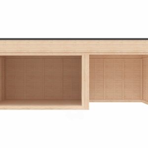 DIY Cub modern din lemn cu terasa mare 3x3 m si usa glisanta panoramica