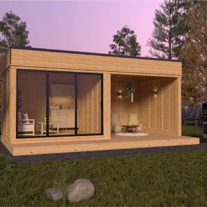 DIY Cub modern din lemn de pin cu terasă spațioasă de 3x3 m