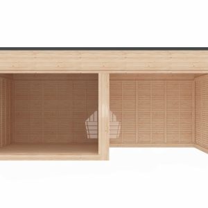 DIY Cub elegant din lemn cu ușă glisantă mare și terasă acoperită