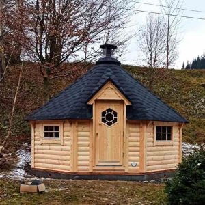 Cabana spatioasa cu gratar central si sauna eleganta
