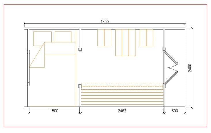 Plan schita casuta de camping 2.4x5.9 m