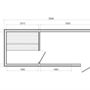 Plan schita Sauna Moderna de Lux 2.3x5.9 m