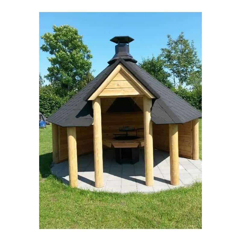 Cabana camping deschisa cu gratar, masa si banci incluse