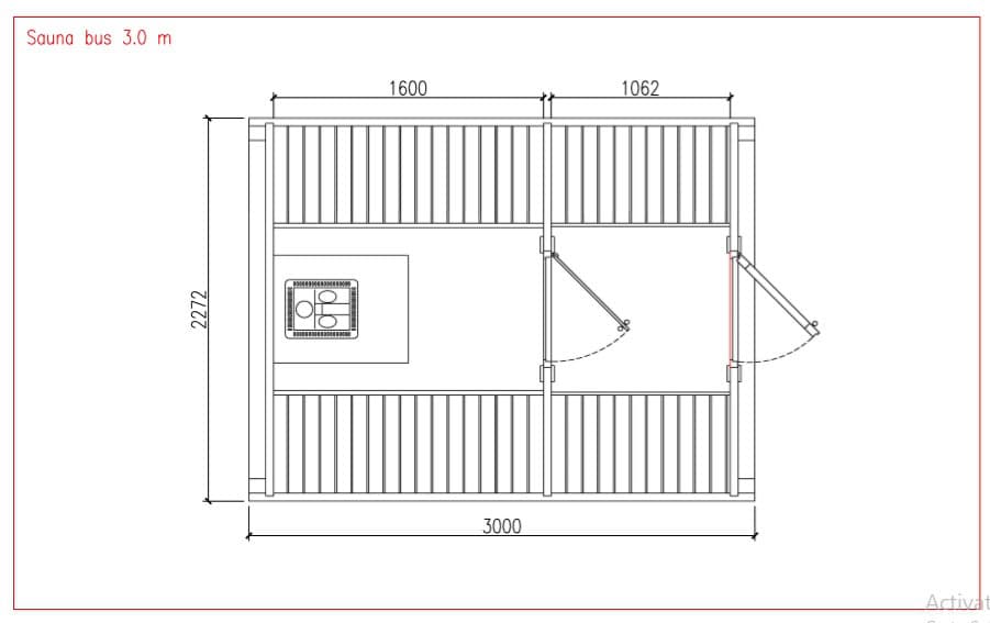 Plan Sauna Autobuz 2.3 x 3.0 m