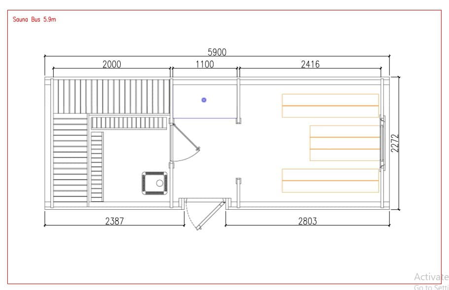 Plan Sauna Autobuz 2.3 x 5.9 m