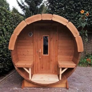 Sauna din lemn cu benzi de strangere din otel inoxidabil